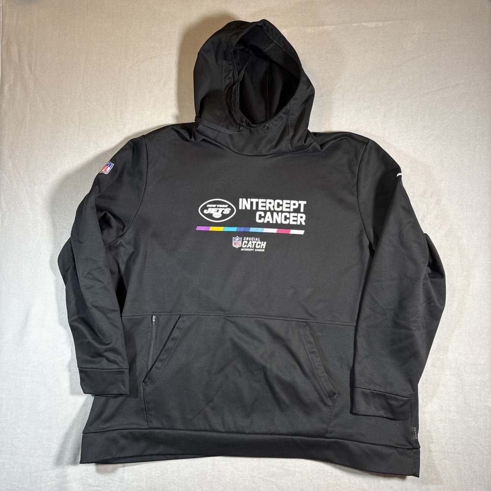 New York Jets Crucial Catch Hoodie Mens 4XL Intercept Cancer Nike Therma Fit NFL